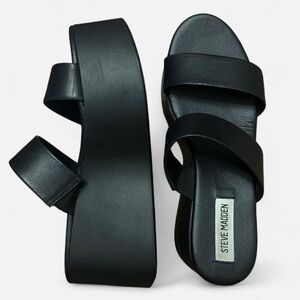 Steve Madden Black Double Strap Platform Sandals
